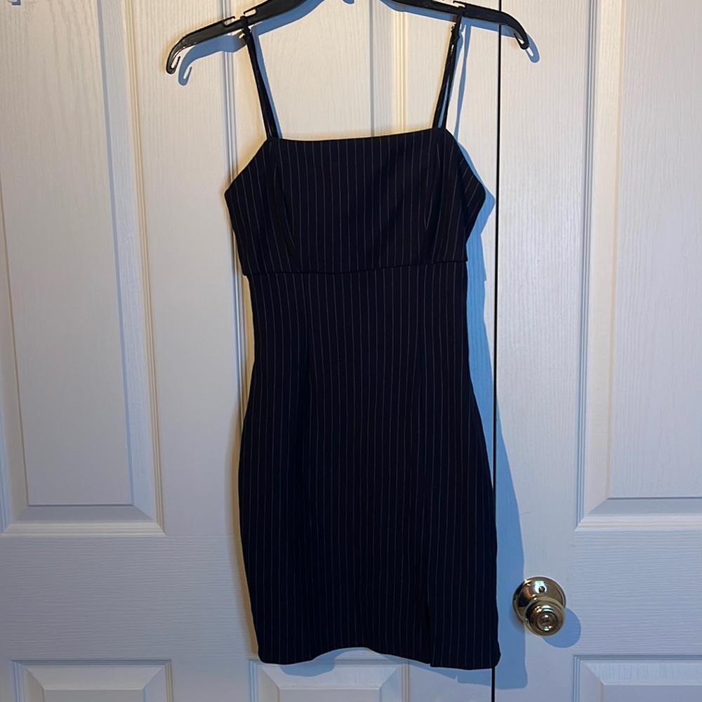 Striped Mini Black Dress
